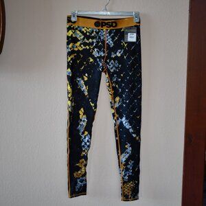 PSD Ladies Black Golden Scales Leggings Size Large